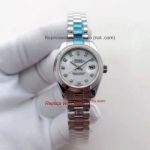 Copy Rolex 26mm Replica Datejust Ladies Stainless Steel White Dial Watch